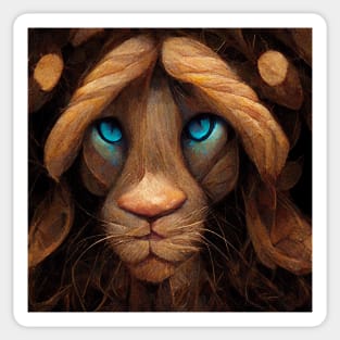 Cute brown lion with blue eyes Sticker